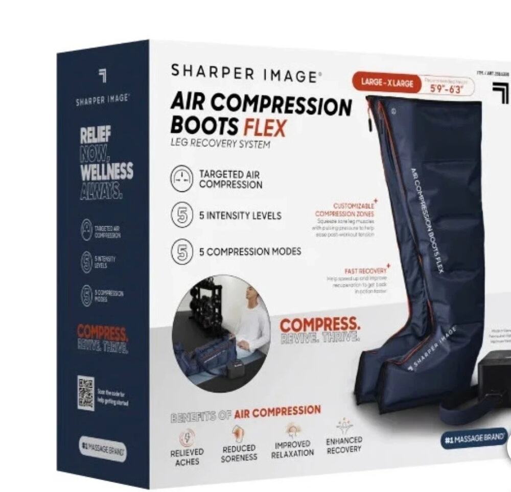 Sharper Image Flex Air Compression Boots Leg Recovery System Large/XL